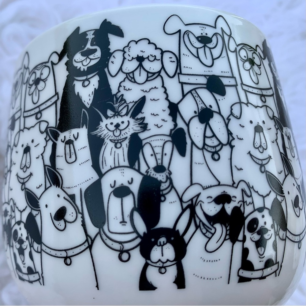 NWT Paws Cafe Dog Puppy Mug Cup Black White Chic Playful Coffee Tea Hot Cocoa - Picture 10 of 11
